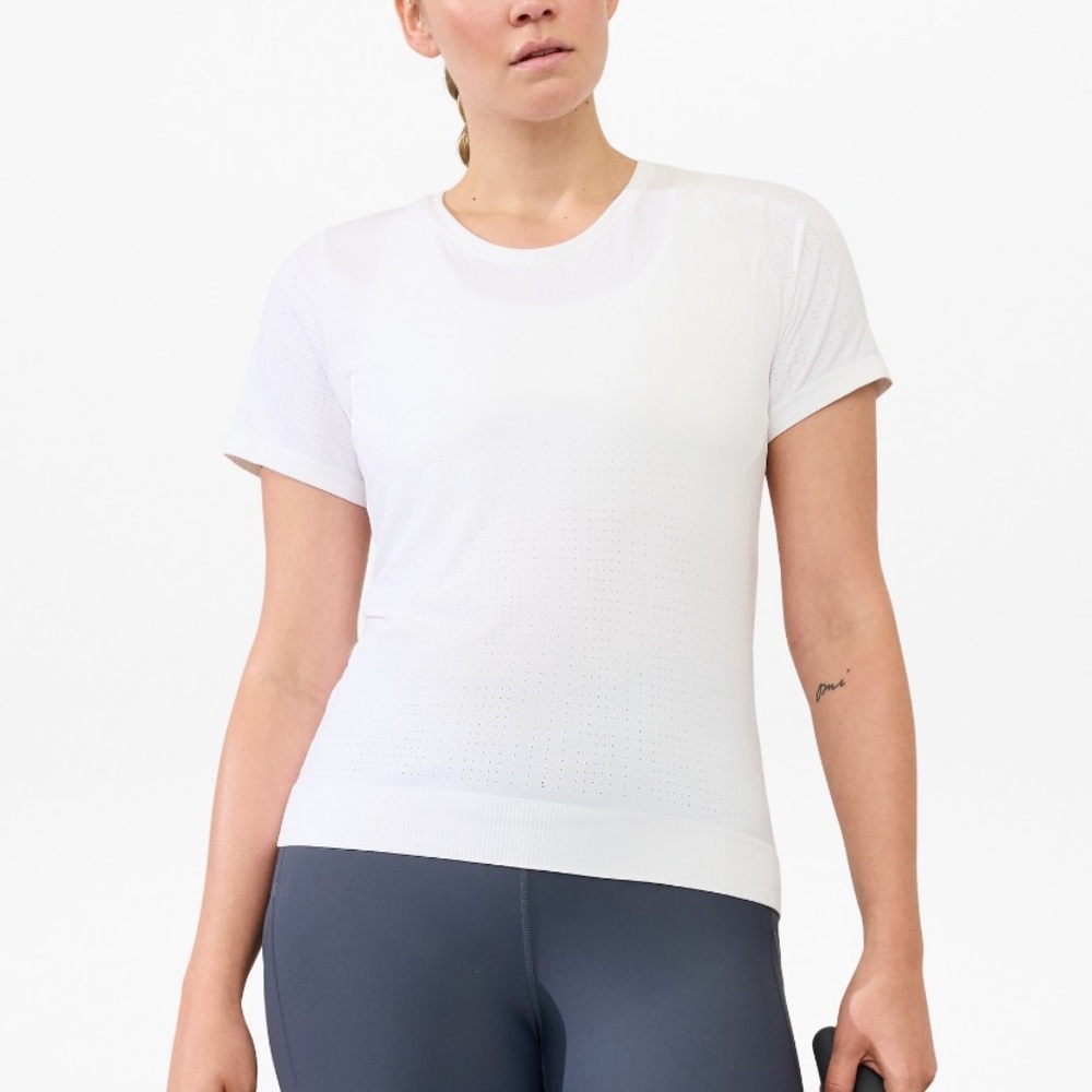 Athleta White Short-Sleeve Crew Performance Tee